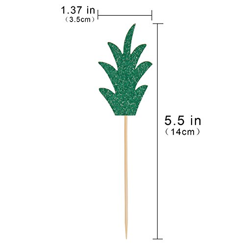 Green Pineapple Cupcake Toppers, Luter 24 Pcs Donut Toppers Glit
