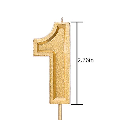 Luter 2.76 Inches Large Birthday Candles Gold Glitter Birthday C