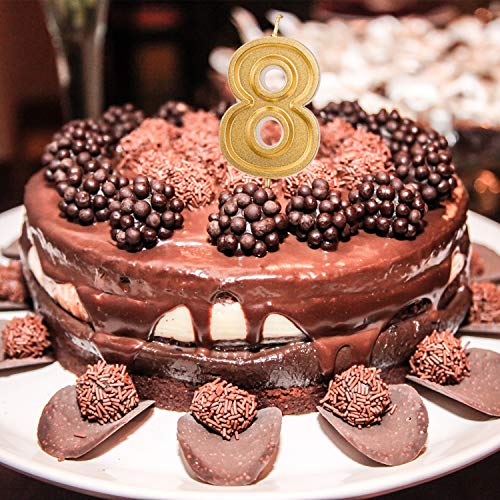 Luter 2.76 Inches Large Birthday Candles Gold Glitter Birthday C