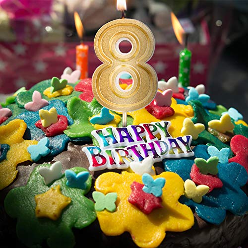 Luter 2.76 Inches Large Birthday Candles Gold Glitter Birthday C