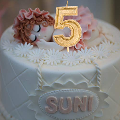 Luter 2.76 Inches Large Birthday Candles Gold Glitter Birthday C