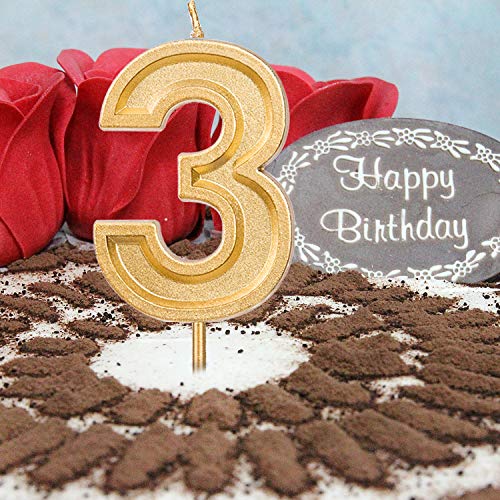 Luter 2.76 Inches Large Birthday Candles Gold Glitter Birthday C