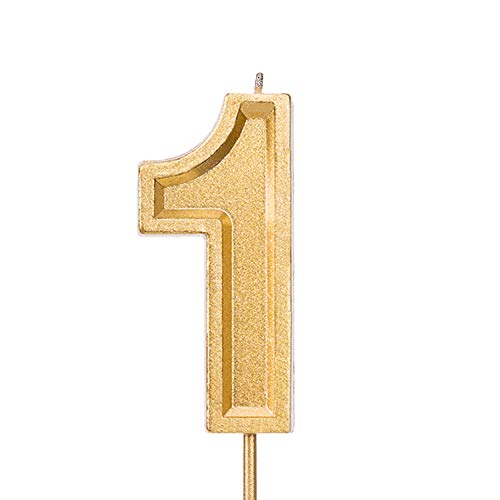 Luter 2.76 Inches Large Birthday Candles Gold Glitter Birthday C