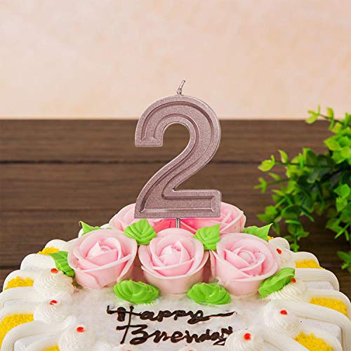 Luter 2.76 Inches Large Rose Gold Glitter Birthday Candles Birth