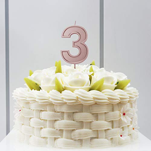 Luter 2.76 Inches Large Rose Gold Glitter Birthday Candles Birth