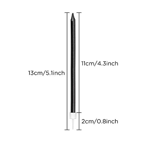 Luter 24Pcs Metallic Birthday Candles In Holders Black Tall Birt