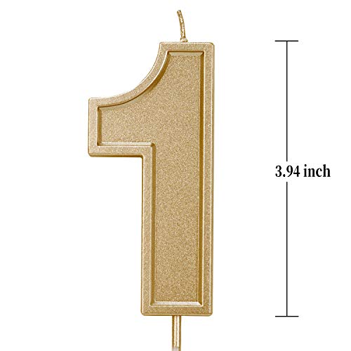 Luter 3.94 Inches Oversized Birthday Candles Gold Glitter Birthd