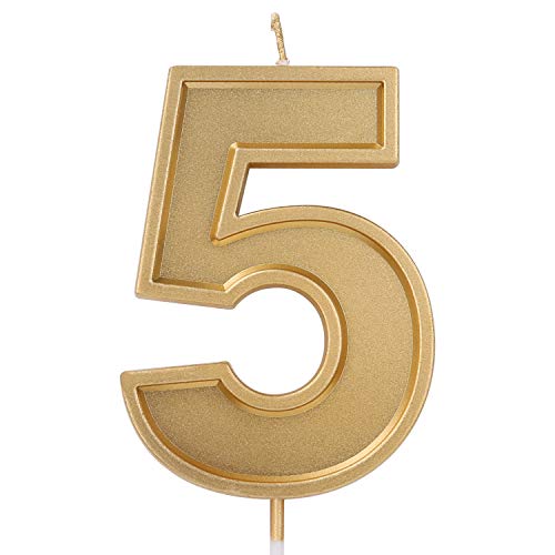 Luter 3.94 Inches Oversized Birthday Candles Gold Glitter Birthd