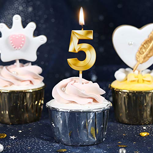 Luter Gold 3D Diamond Shape Happy Birthday Cake Candles With Fol