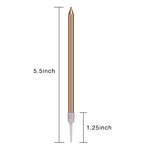 Luter Metallic Birthday Candles In Holders Champagne Gold Tall B