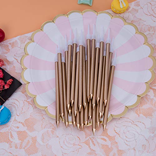 Luter Metallic Birthday Candles In Holders Champagne Gold Tall B