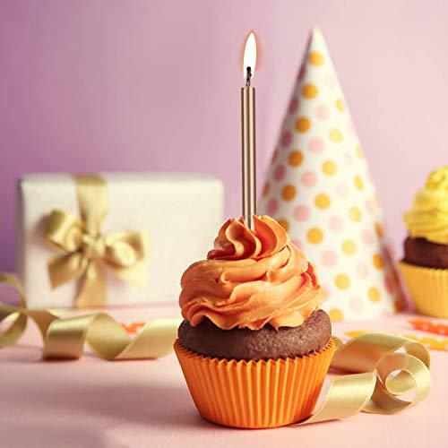 Luter Metallic Birthday Candles In Holders Champagne Gold Tall B