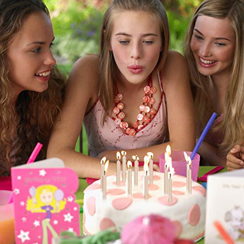 Luter Metallic Birthday Candles In Holders Champagne Gold Tall B