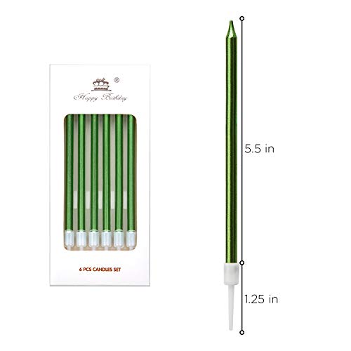Luter Metallic Birthday Candles In Holders Green Tall Birthday C
