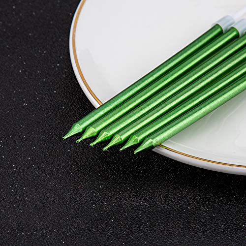 Luter Metallic Birthday Candles In Holders Green Tall Birthday C