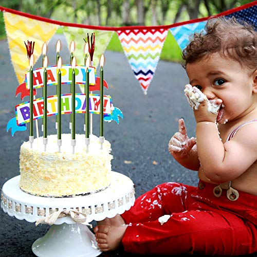 Luter Metallic Birthday Candles In Holders Green Tall Birthday C