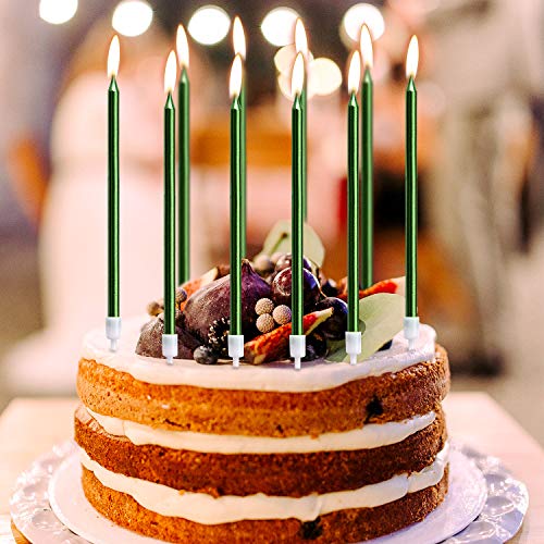 Luter Metallic Birthday Candles In Holders Green Tall Birthday C