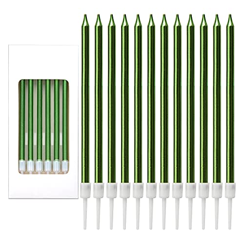 Luter Metallic Birthday Candles In Holders Green Tall Birthday C