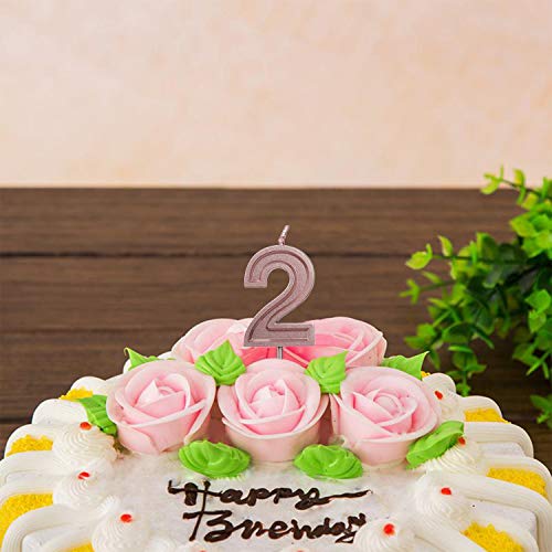 Luter Rose Gold Glitter Happy Birthday Cake Candles Number Candl