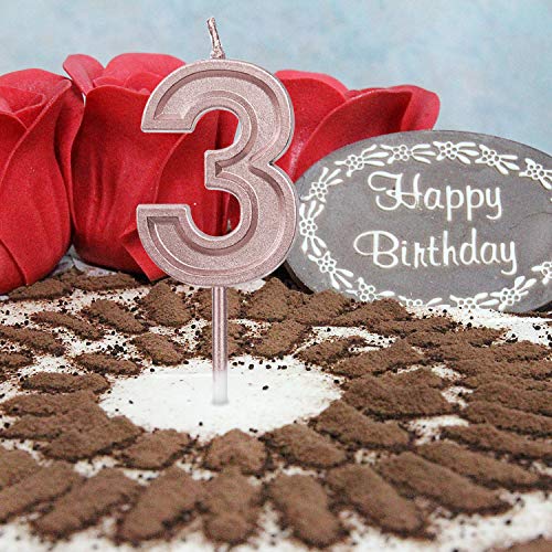 Luter Rose Gold Glitter Happy Birthday Cake Candles Number Candl