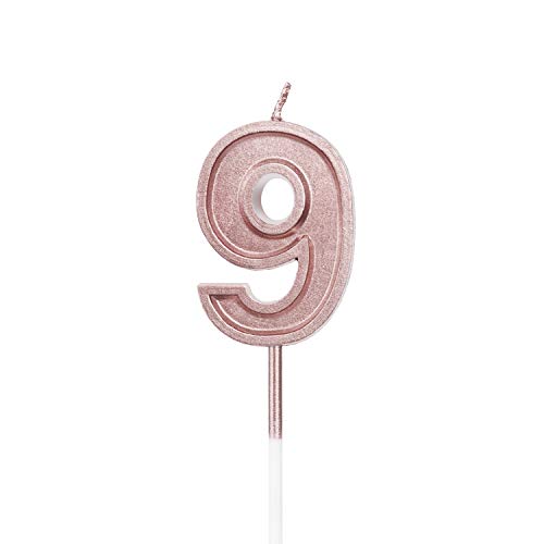 Luter Rose Gold Glitter Happy Birthday Cake Candles Number Candl