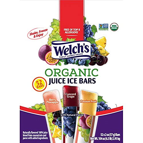Welchs Organic Juice Ice Bars, 52 ct