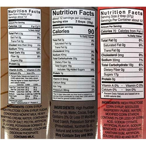 Ice Cream Toppings Bundle - Raspberry Sauce, Chocolate Sauce, Ca