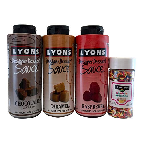 Ice Cream Toppings Bundle - Raspberry Sauce, Chocolate Sauce, Ca