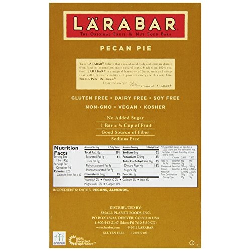 Larabar Fruit &Amp; Nut Food Bars - Pecan Pie - 1.6 Oz - 16 Ct