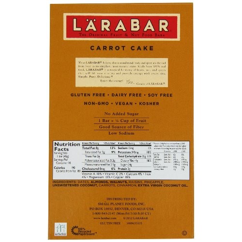 Larabar, Fruit &Amp; Nut Bar, Carrot Cake, Gluten Free, Vegan,1.6 Ou