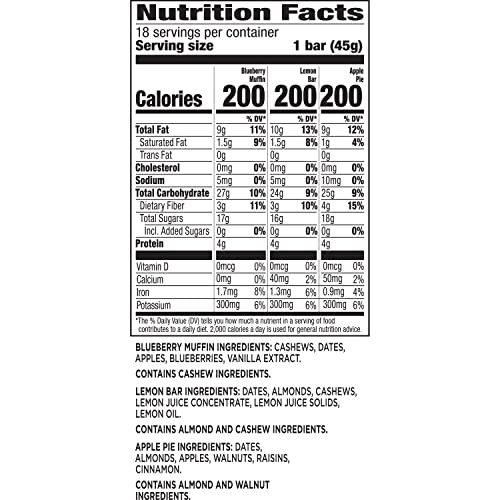 Larabar Variety Pack, Blueberry Muffin, Lemon Bar, Apple Pie, Fr...