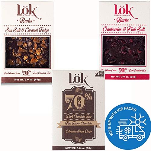 Lok Variety Pack Mixed Chocolate Bars Lök | 70% Cacao, Cranberri