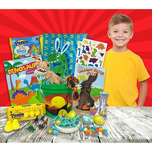 Dinosaur Easter Gift Basket For Kids, Boys, Girls - Filled with ...
