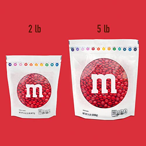 M&M’S Red Milk Chocolate Candy, 2lbs of M&MS in Resealable Pack...