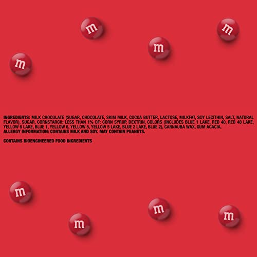 M&M’S Red Milk Chocolate Candy, 2lbs of M&MS in Resealable Pack...