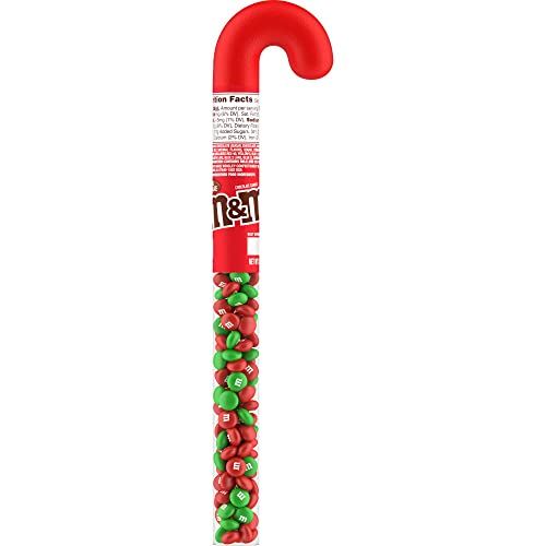 M&MS Holiday Milk Chocolate Christmas Candy Cane, 3 oz Tube