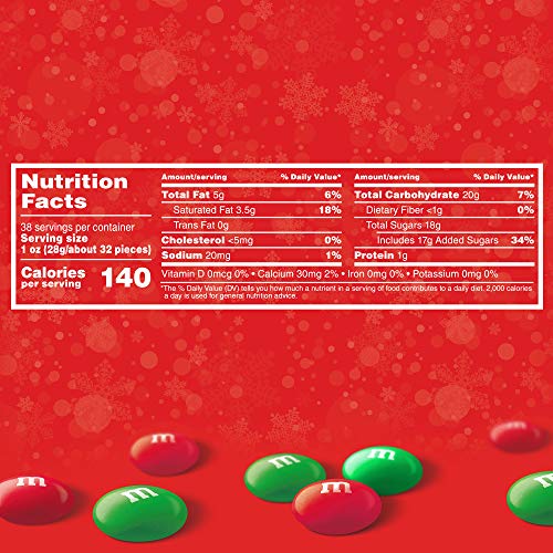 M&MS Holiday Milk Chocolate Christmas Candy, Party Size, 38 oz ...
