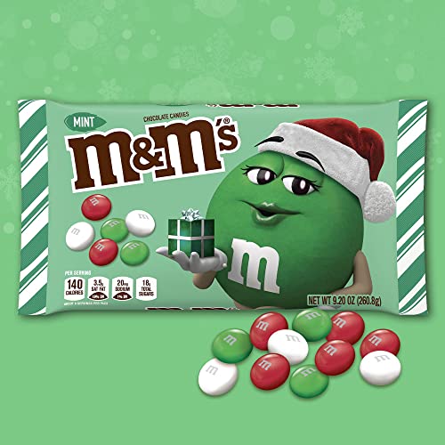 M&MS Holiday Mint Chocolate Christmas Candy Assortment, 9.2 oz Bag