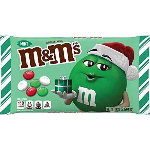 M&MS Holiday Mint Chocolate Christmas Candy Assortment, 9.2 oz Bag