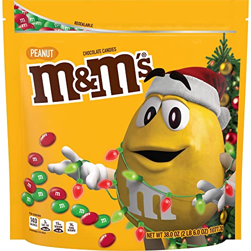 M&MS Holiday Peanut Milk Chocolate Christmas Candy, Party Size,...