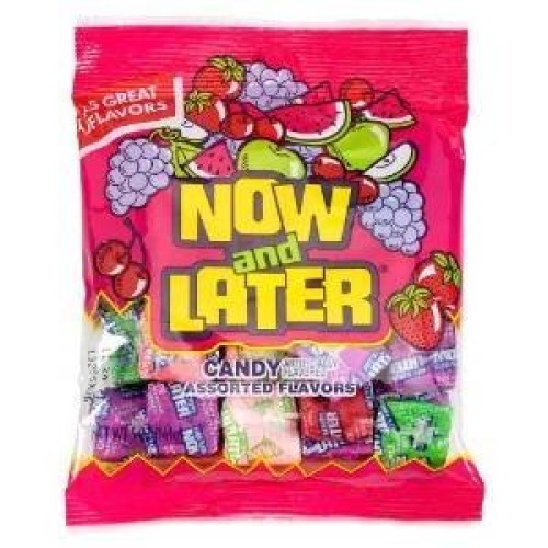 Now And Later Candy Individually Wrapped Watermelon, Cherry, Gre