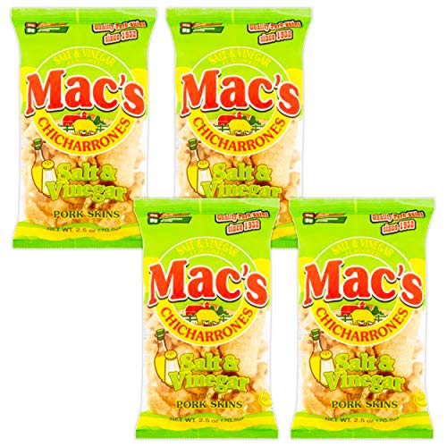 Macs Pork Rinds Salt and Vinegar Flavored Pork Skins - 4 Pack M...