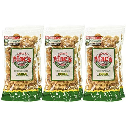 Macs Fried Cracklin Curls Pork Cracklins 3.5oz - Pack of 6