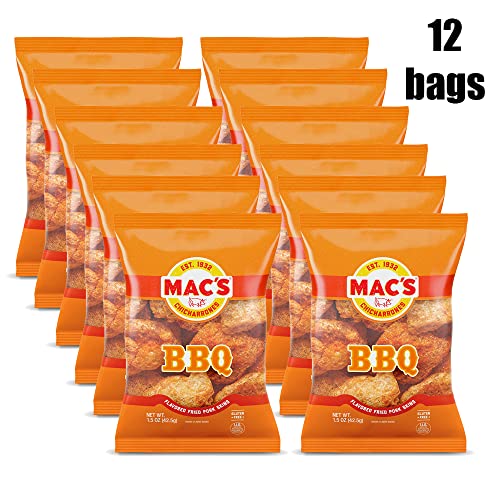 Macs Pork Rinds, Fried Pork Skins, Chicharrones, BBQ - Barbecue...