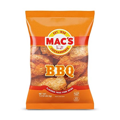 Macs Pork Rinds, Fried Pork Skins, Chicharrones, BBQ - Barbecue...