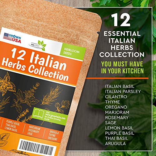 12 Italian Herb Seeds Pack - Heirloom and Non GMO, Grown in USA ...