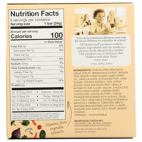 MadeGood Cookies & Crème Granola Bars, 6 Healthy Snack Bars, 0.8...