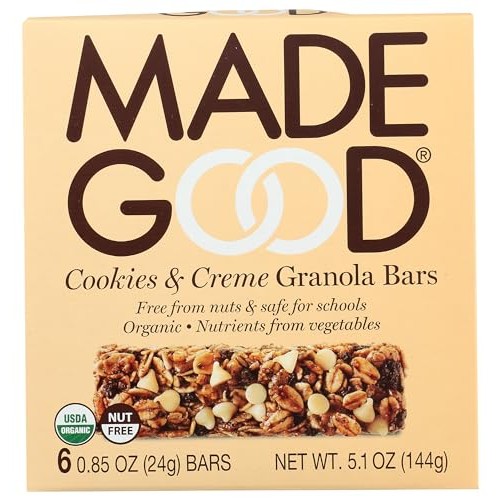 MadeGood Cookies & Crème Granola Bars, 6 Healthy Snack Bars, 0.8...