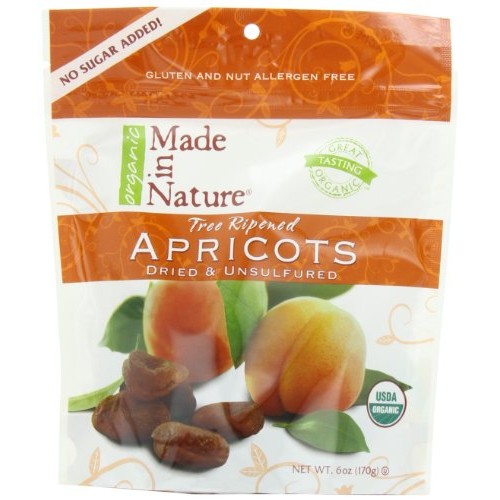 Made In Nature Organic Apricots, Dried, Unsulfured, 6-Ounce Bags