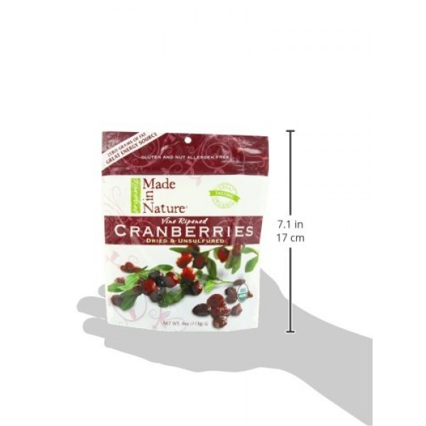 Made In Nature Organic Cranberries, Dried And Unsulfured, 5 Ounc